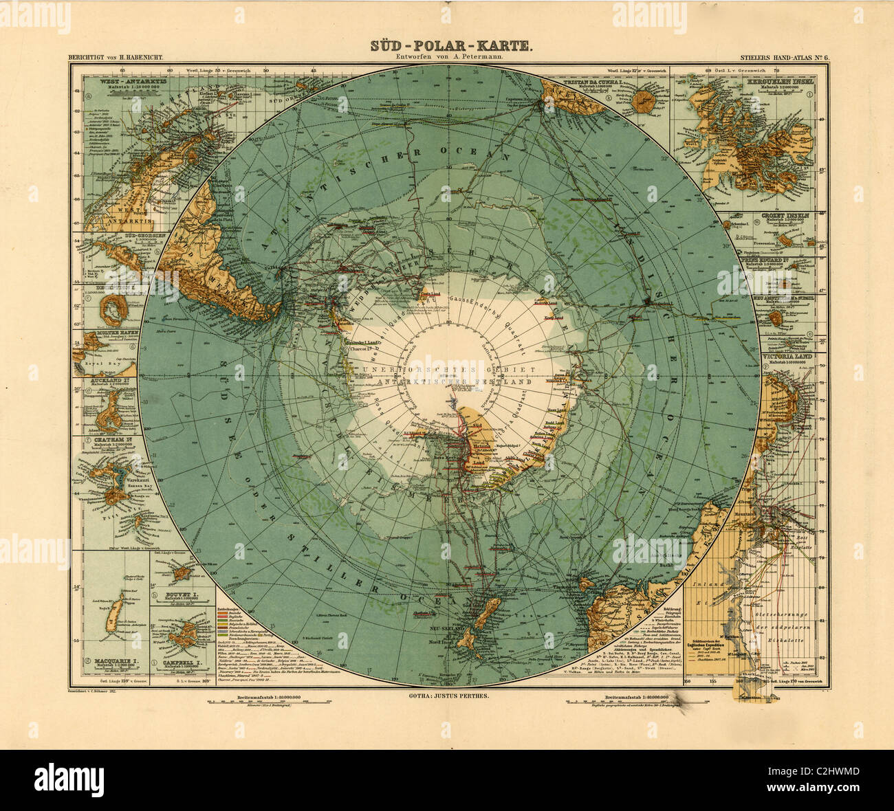 Karte der Südpol-Antarktis - 1912 Stockfoto