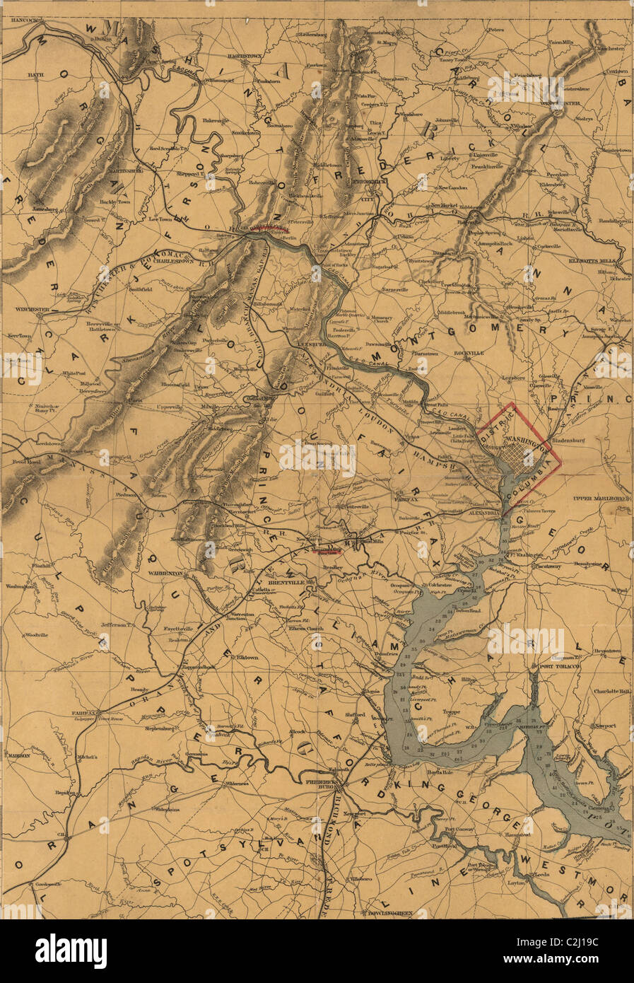 Washington und der Sitz des Krieges am Potomac. Stockfoto