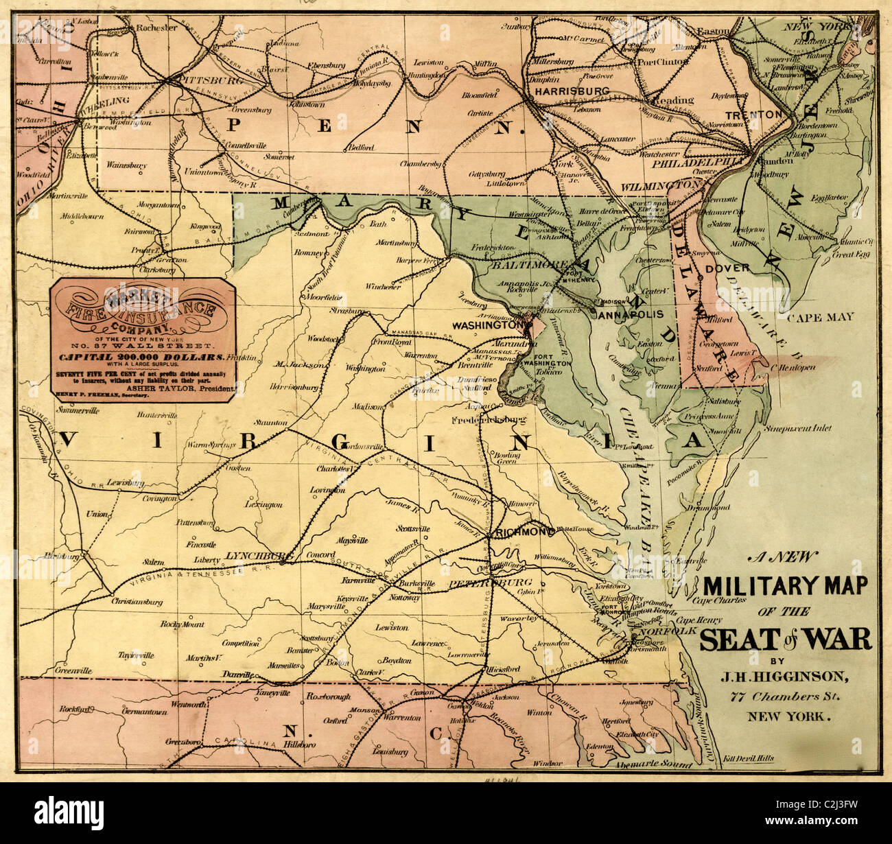 Militärkarte - 1861 Stockfoto