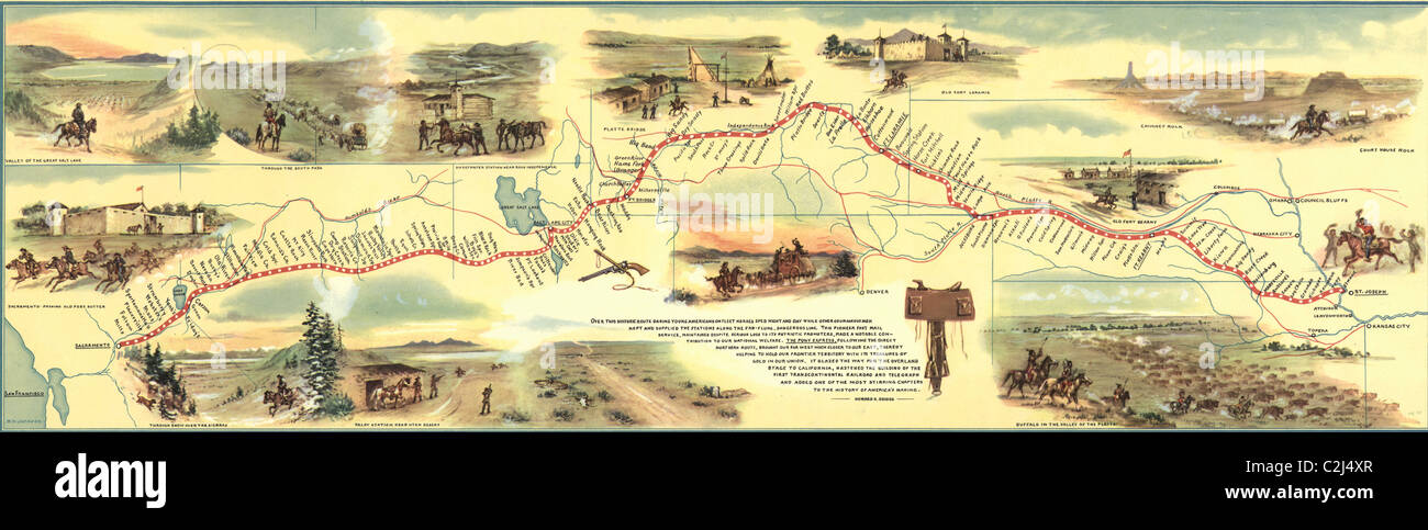 Pony-Express Route 1860-1861 Stockfoto