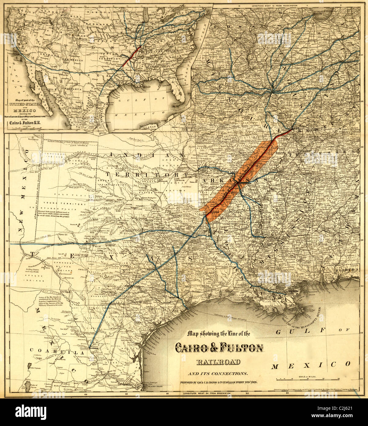 Cairo & Fulton Railroad - 1871 Stockfoto