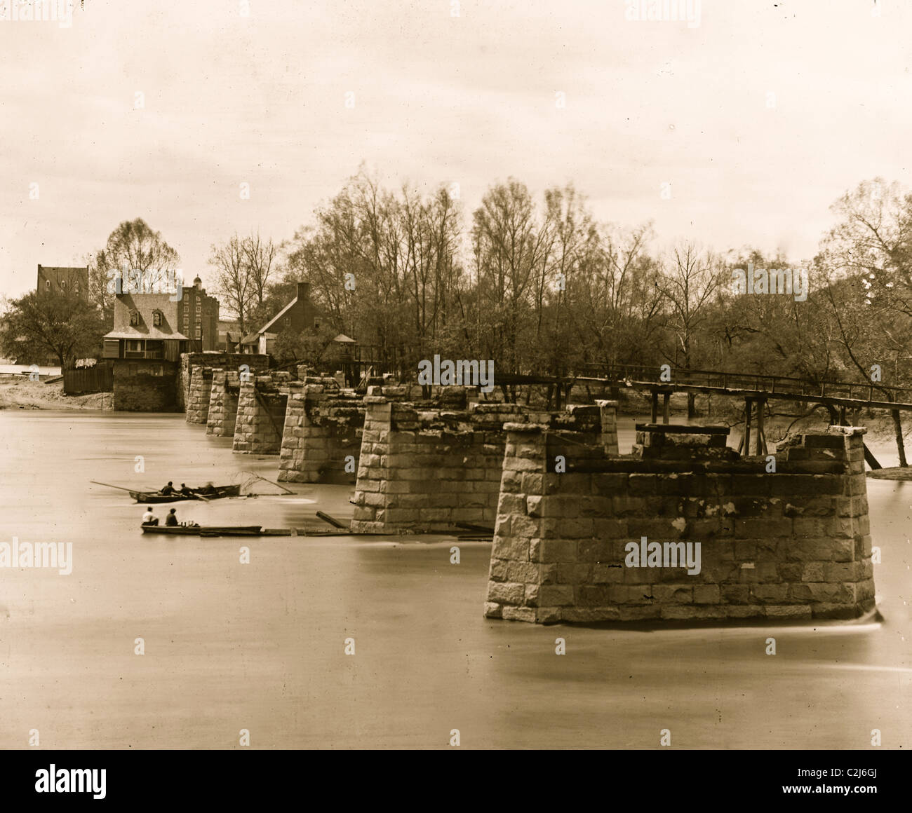 Richmond, Virginia. Ruinen von Mayos Brücke Stockfoto