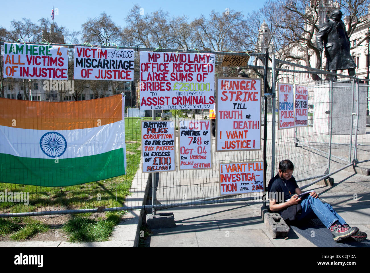 Friedenscamp in Parliament Square, London Stockfoto