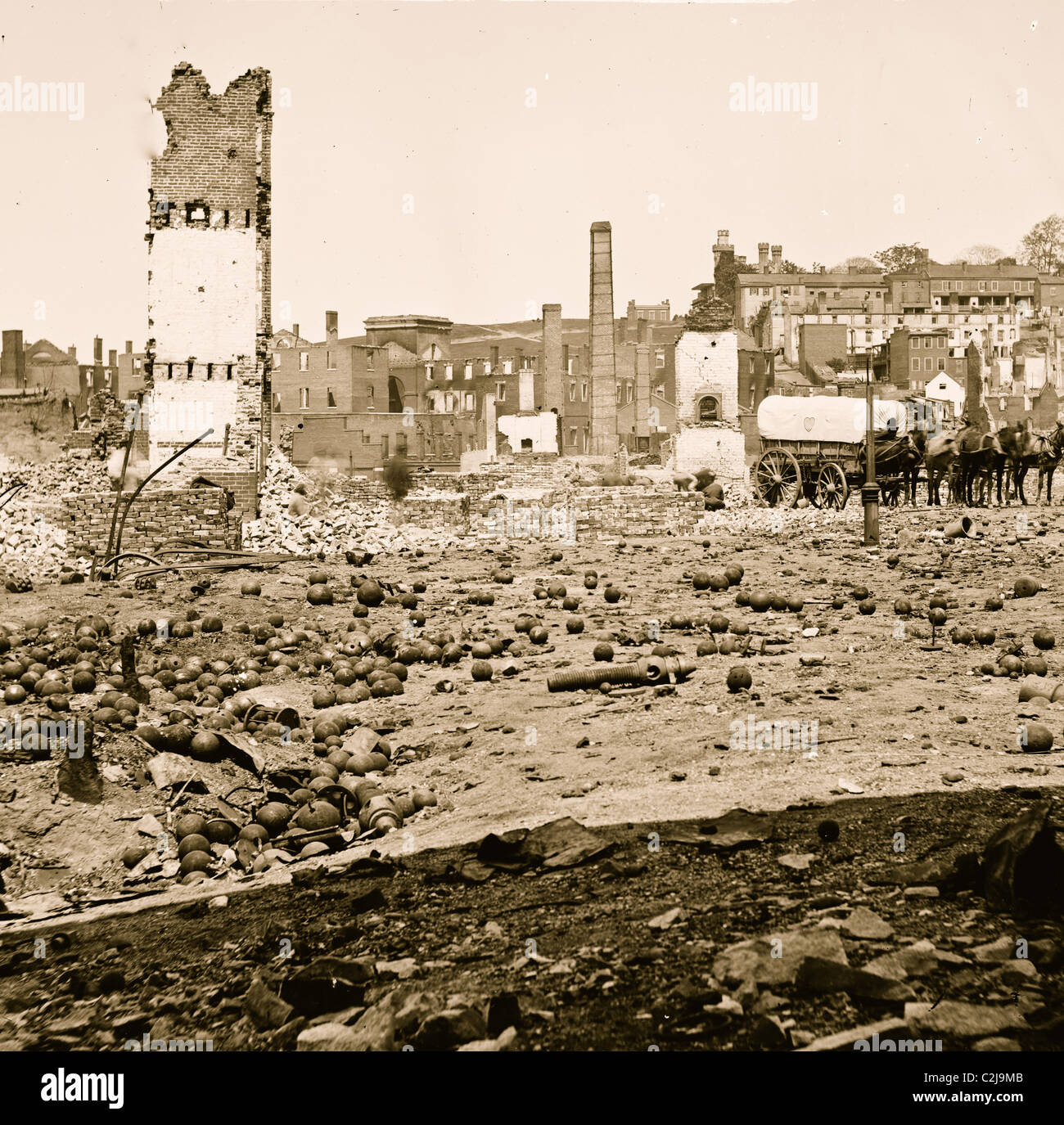 Richmond, Virginia Gelände des zerstörten Arsenal mit verstreuten Schuss und shell Stockfoto