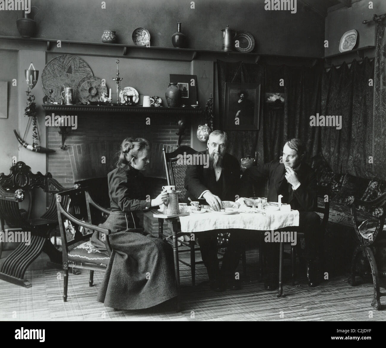 Victorian Tea-Time im Atelier des Künstlers Stockfoto