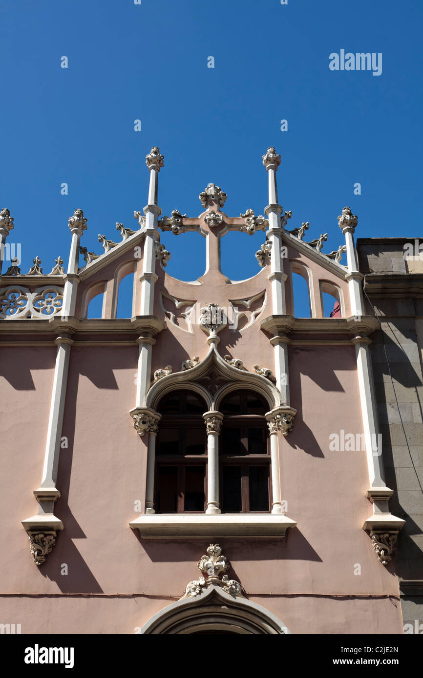 Ein architektonisches Detail in einer Fassade eines historischen Gebäudes in San Cristobal De La Laguna Teneriffa, Kanarische Inseln, Spanien. Ein worl Stockfoto