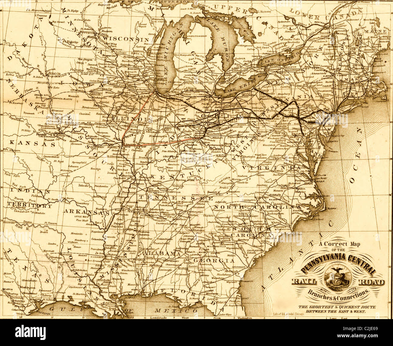 Pennsylvania Central - 1854 Stockfoto