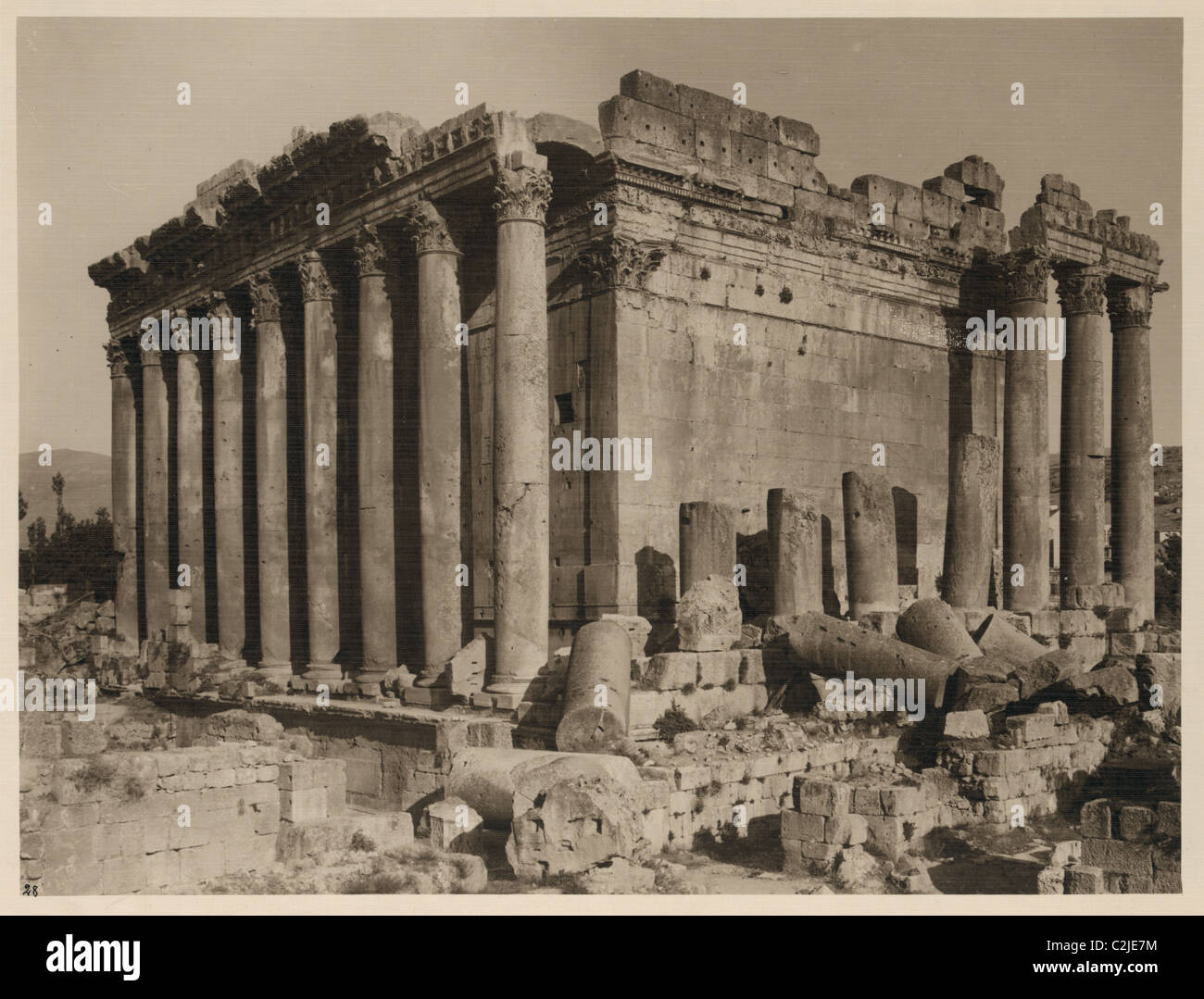 Baalbek (Heliopoplis). Säulen des Tempels des Bacchus. Stockfoto