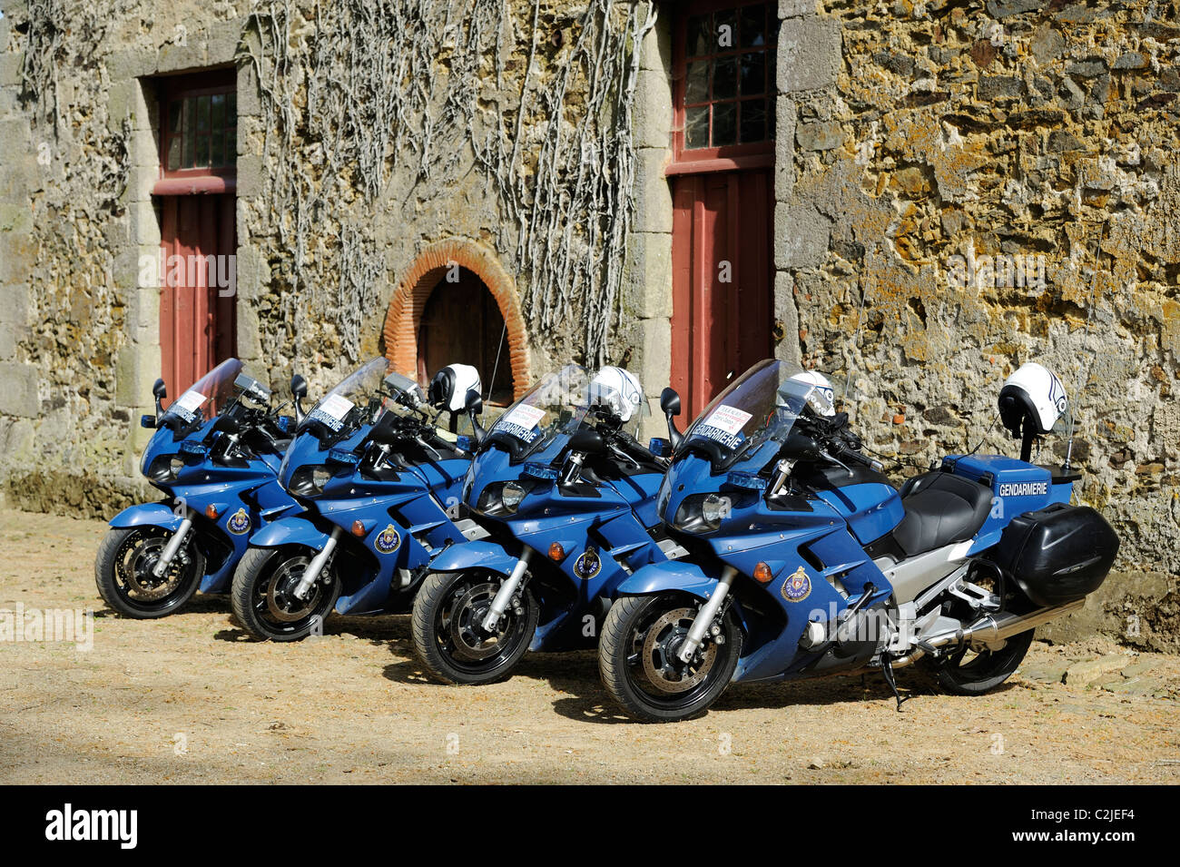 Stock Foto von geparkten Motorrädern von französischen Gendarmen. Stockfoto