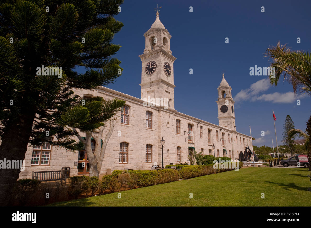 Clock Tower Gebäude, Royal Naval Dockyards, Sandys Parish, Irland Island, Bermuda Stockfoto