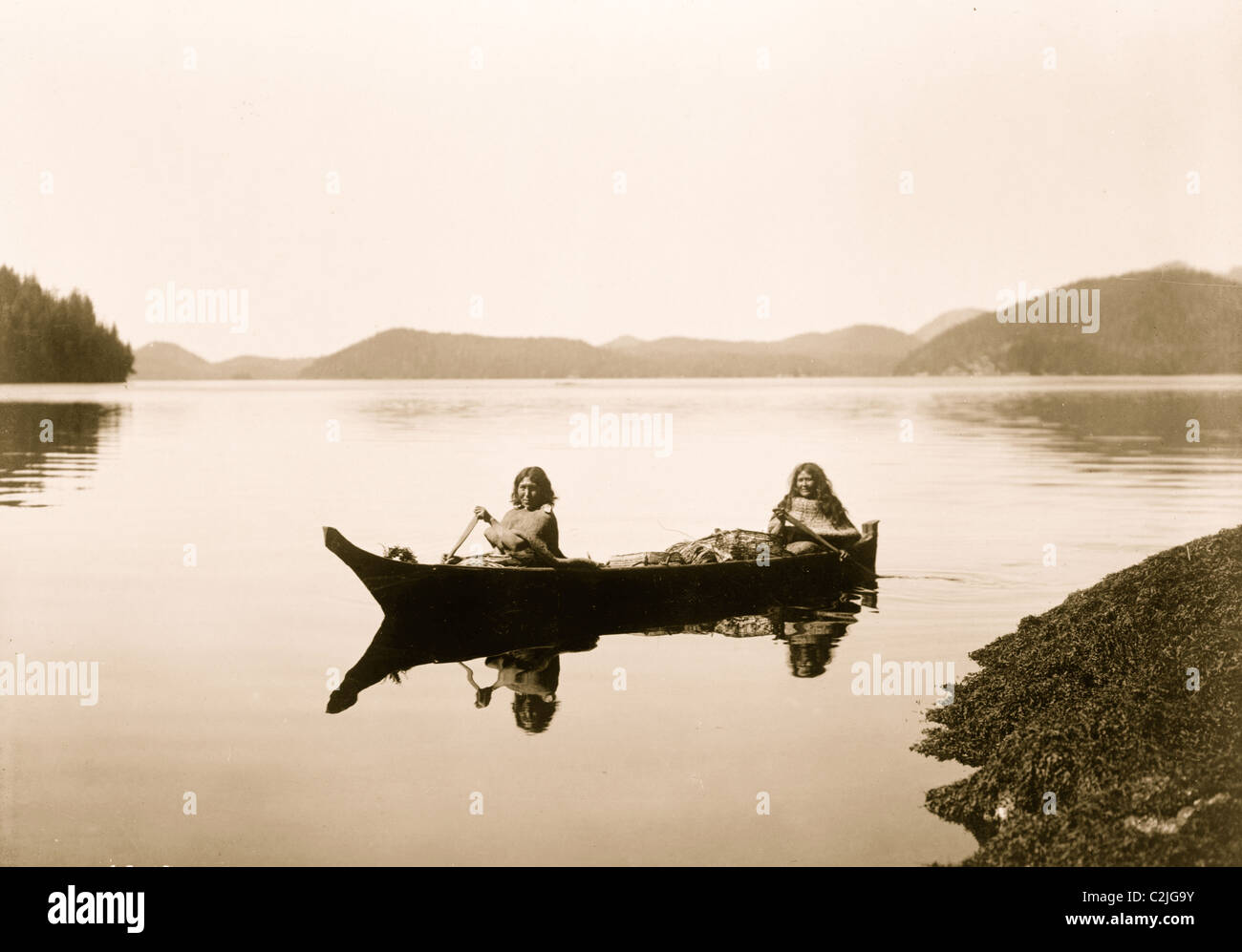 Kanufahren auf Clayoquot Sound Stockfoto