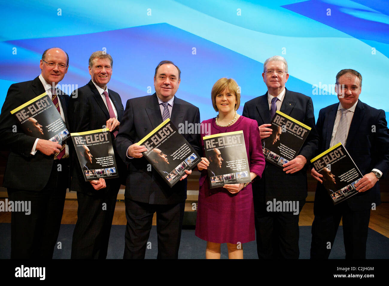 SNP (schottische Nationalpartei) Führer starten Manifest zur Wiederwahl zur Verfügung. Stockfoto