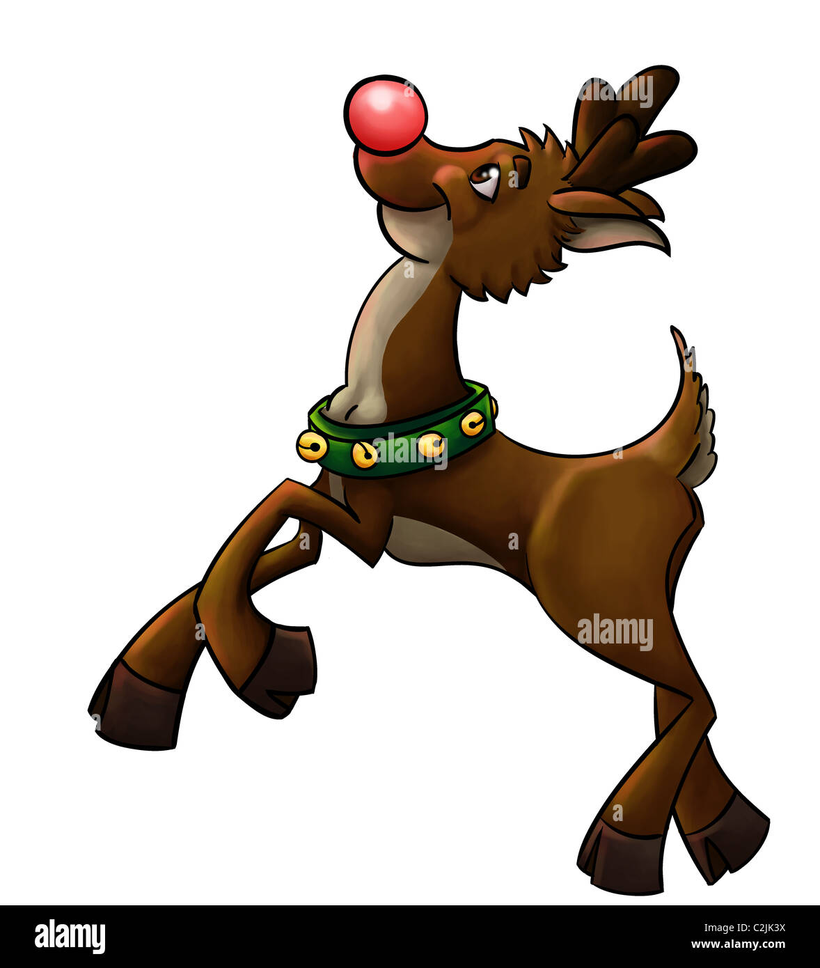 Rudolph das rote Nase Rentier beginnen zu fliegen Stockfoto