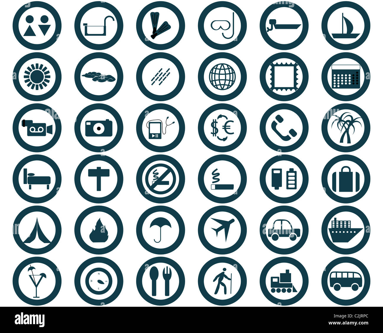 Reise-Set von verschiedenen Vektor-Web-icons Stockfoto