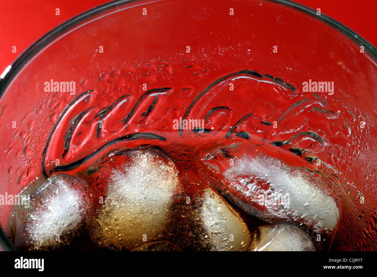 Coca Cola Glas Eisgetränk Stockfoto