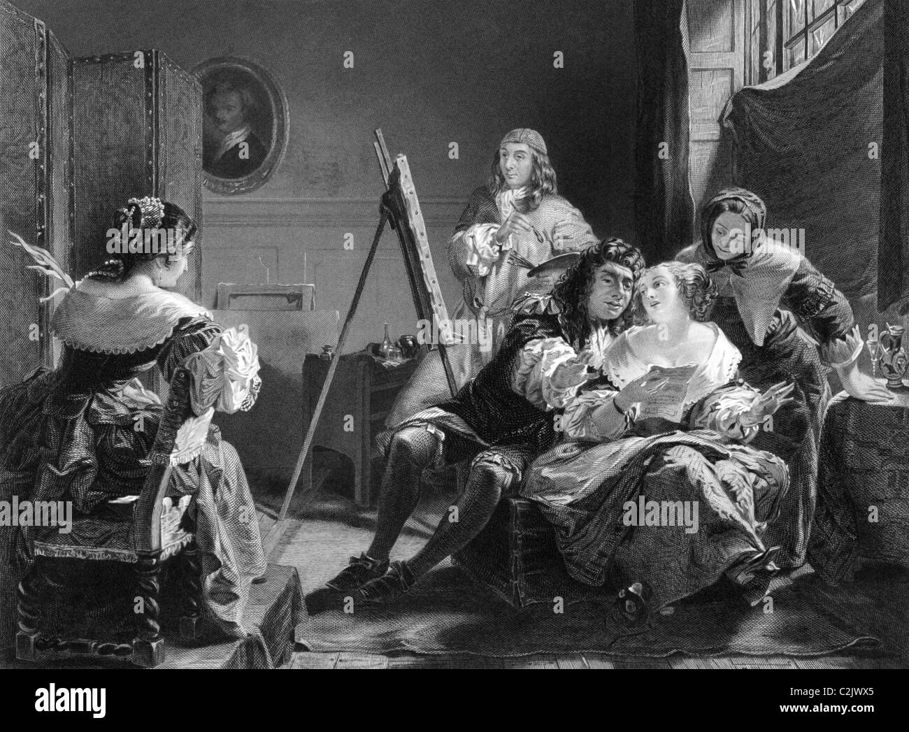 Das Porträt auf Gravur aus dem Jahre 1855. Gestochen von S.S.Smith nach einem Gemälde von A.Elmore. Stockfoto