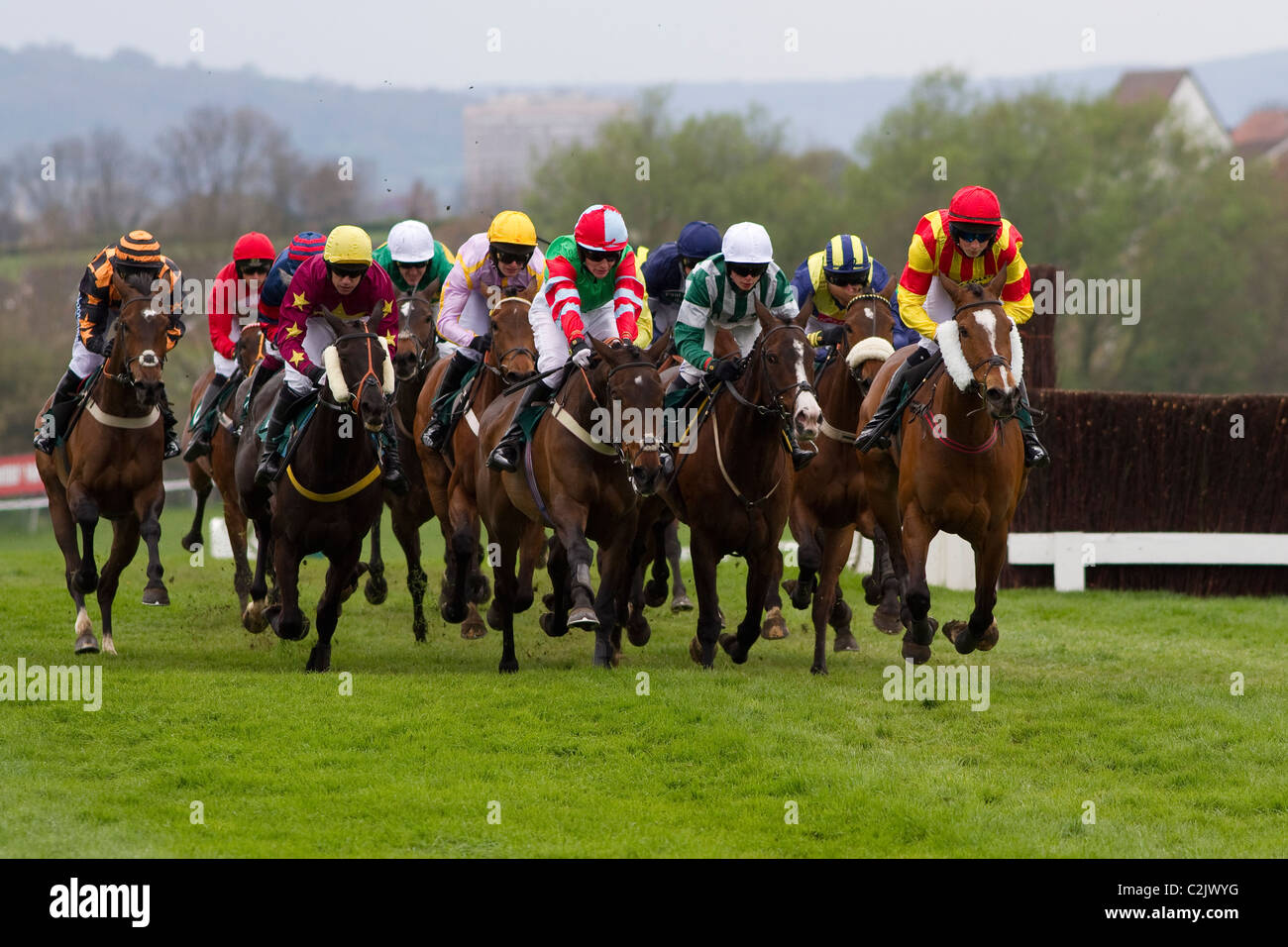 Mobile Wetten bei Victor Chandler Stuten Handicap Hürde 14.04.2011 Stockfoto