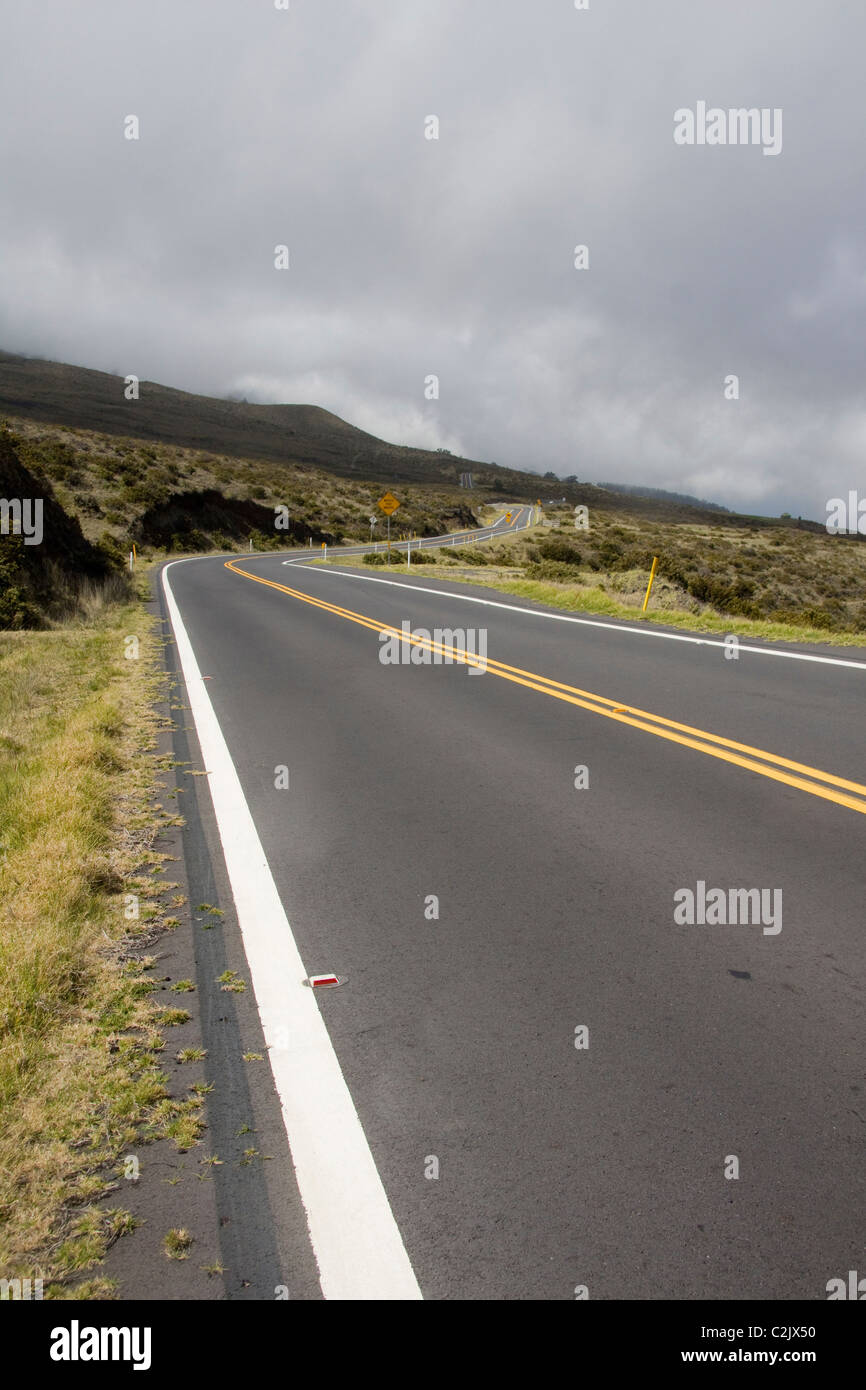 Autobahn 378 - der Haleakala aufsteigend bis zum Gipfel des Haleakala auf Maui Stockfoto