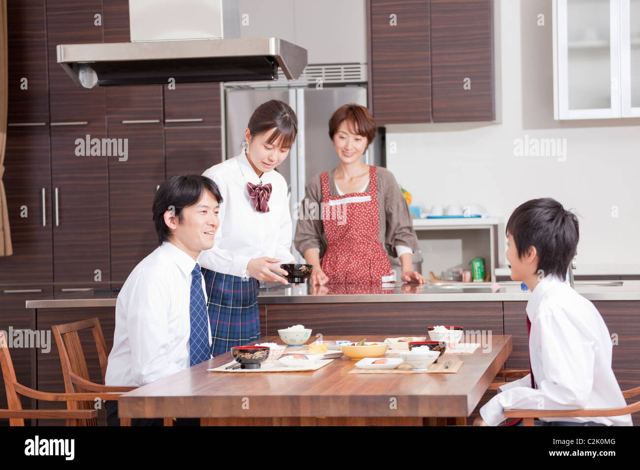 Familie frühstücken Sie japanische Küche Stockfoto