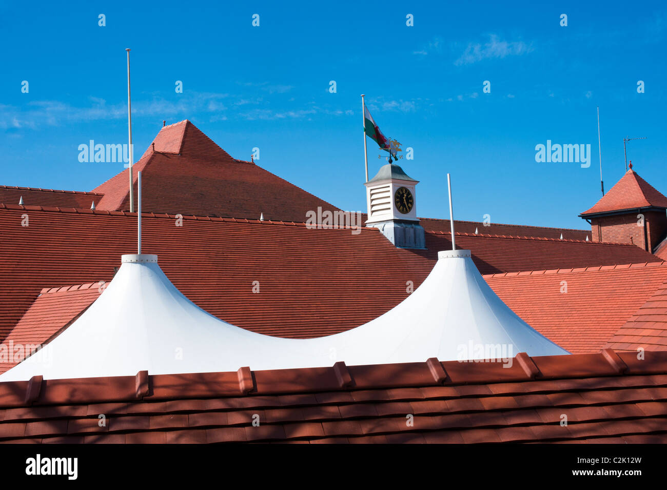 CHESTER, CHESHIRE, Großbritannien - 10. APRIL 2011: Dächer auf der Rennbahn von Chester Stockfoto