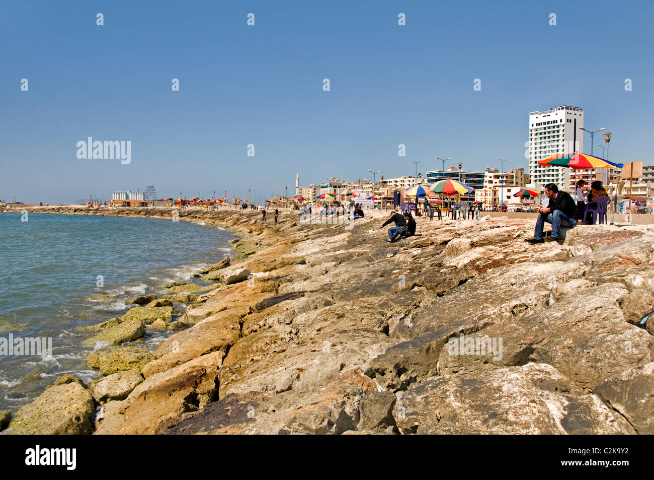 Tartus Tartous Meer Syrien Hafenstadt wurde von den Kreuzfahrern als Antaradus Antartus Tortosa bekannt. Stockfoto