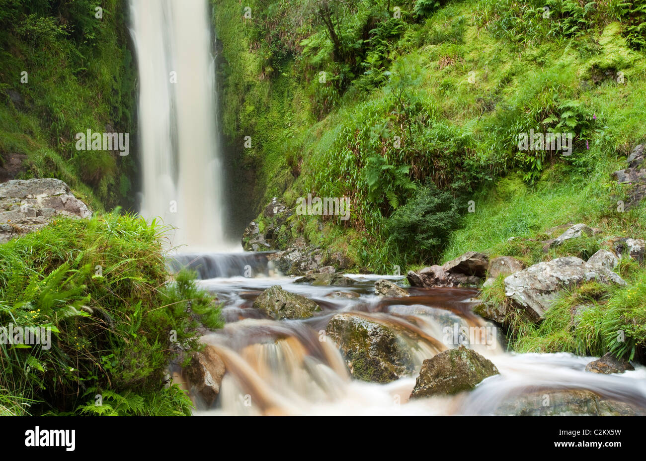 Glenevin Wasserfall, Clonmany, Inishowen, Co. Donegal, Irland. Stockfoto