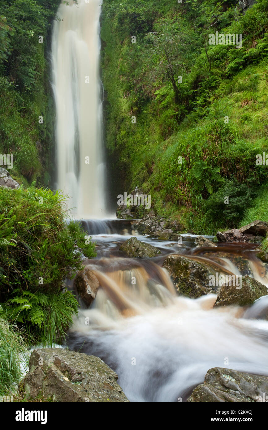 Glenevin Wasserfall, Clonmany, Inishowen, Co. Donegal, Irland. Stockfoto