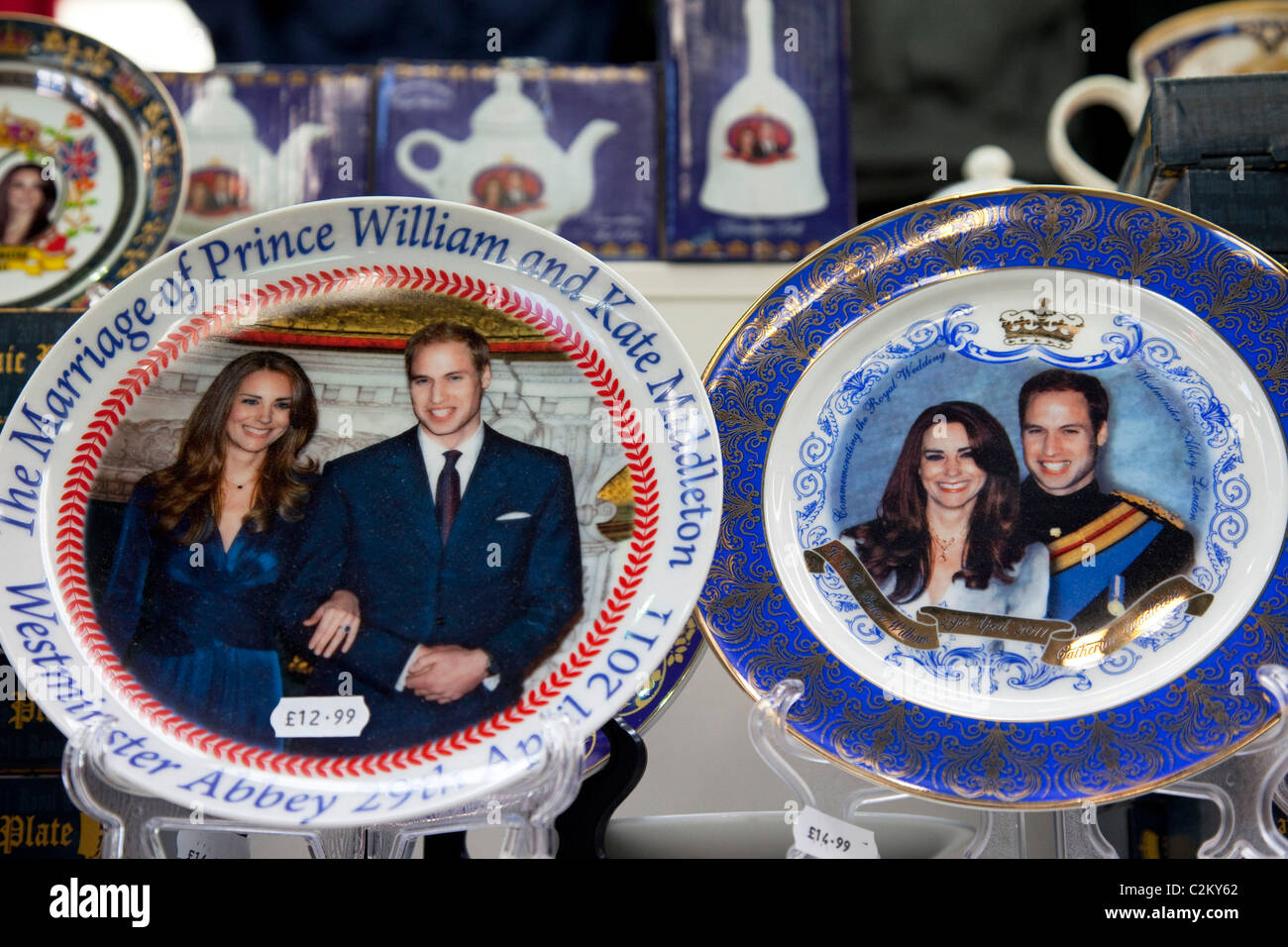 Souvenirs für die königliche Hochzeit von Prinz William und Catherine Middleton. Stockfoto