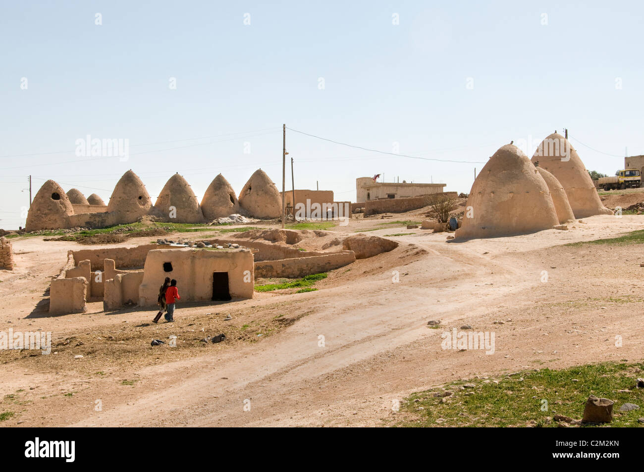 Syrienwüste Badiyat al Sham, Bauernhof Schafe, Kultur, Beduinen Beduinen Dörfer, Mann Frau, Syrischen Nahen Osten Stockfoto