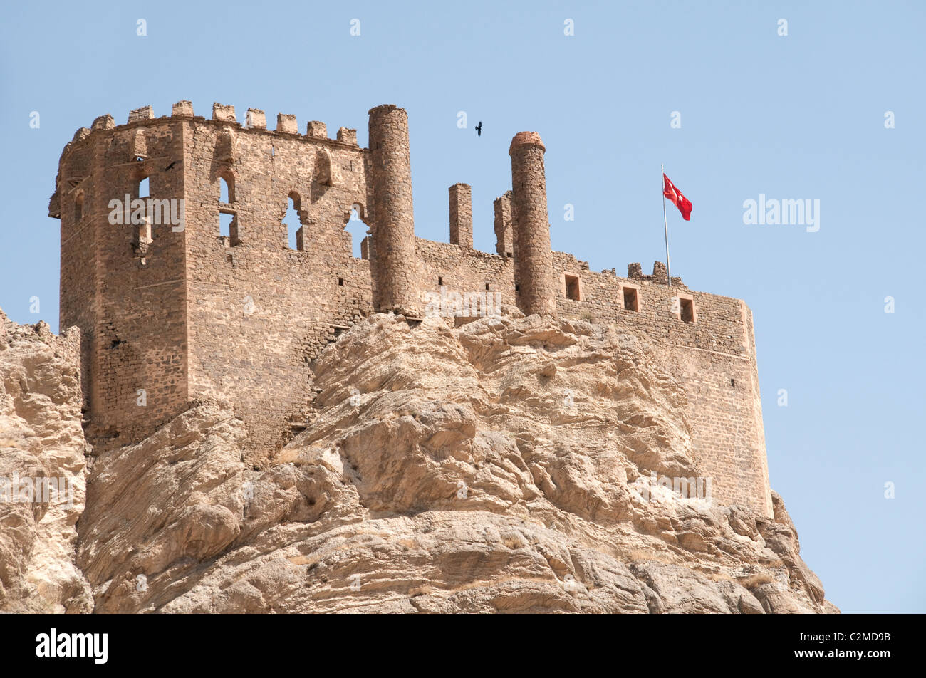 Außenansicht des Hosap Castle, einer osmanischen Festung aus dem 17. Jahrhundert in der Nähe der Stadt Van, in der östlichen Anatolien Region im Südosten der Türkei. Stockfoto