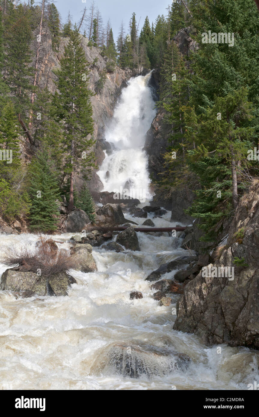 Steamboat Springs, Colorado, Fish Creek Wasserfall, 283-Fuß, Frühling Saison Stockfoto