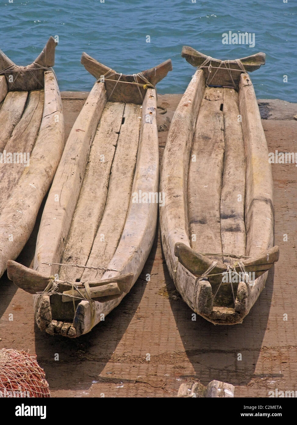 Alten Holzboot Strand in Kerala, Indien Stockfoto