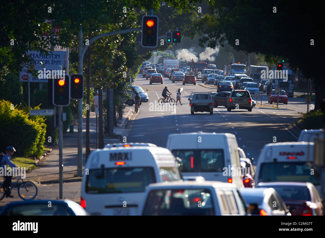Verkehrsstaus & Verschmutzung Stockfoto