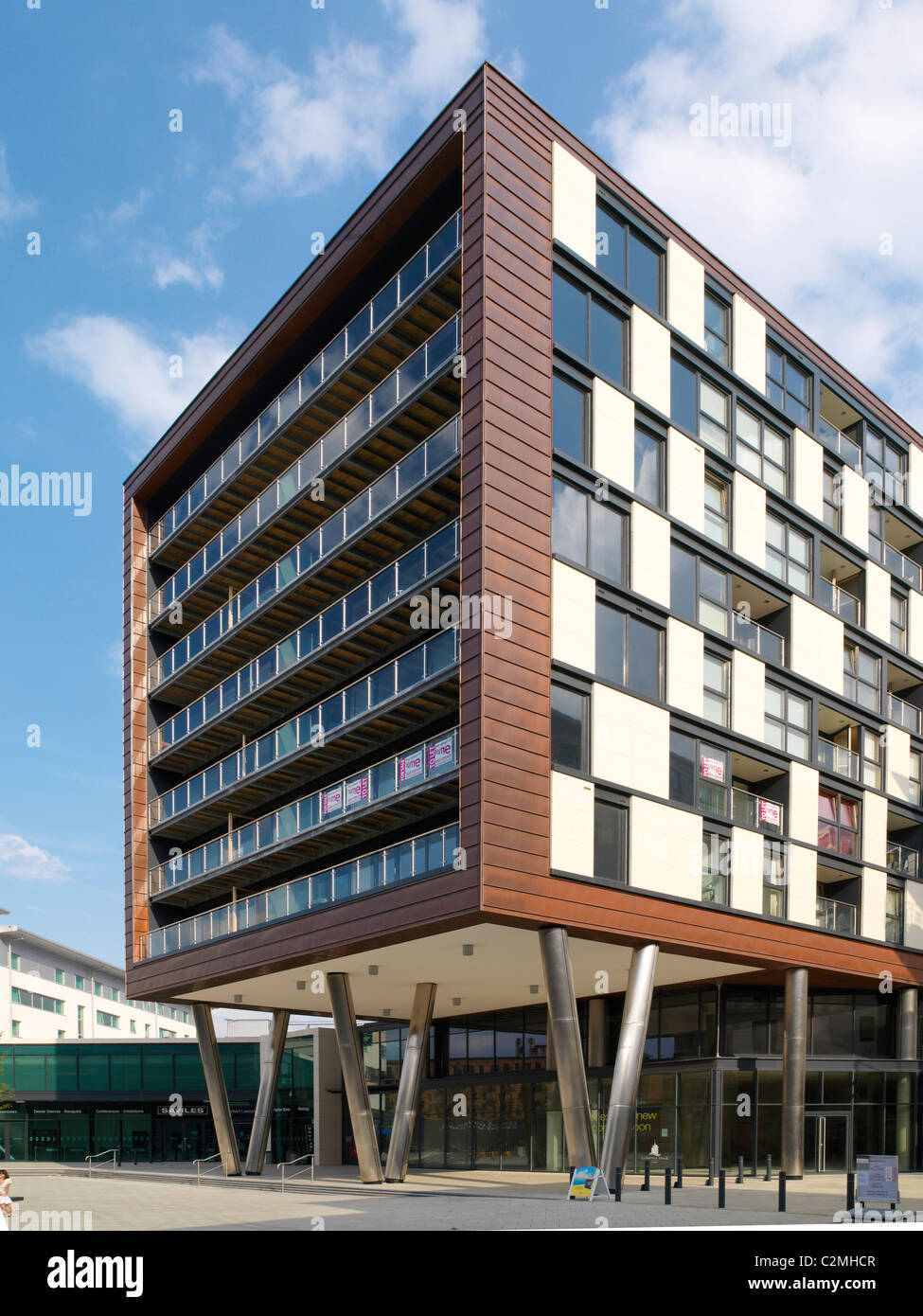 Clarence Dock, Leeds. Gemischte Nutzung Entwicklung des Wohn-, Einzelhandels und kulturellen / Freizeit Stockfoto