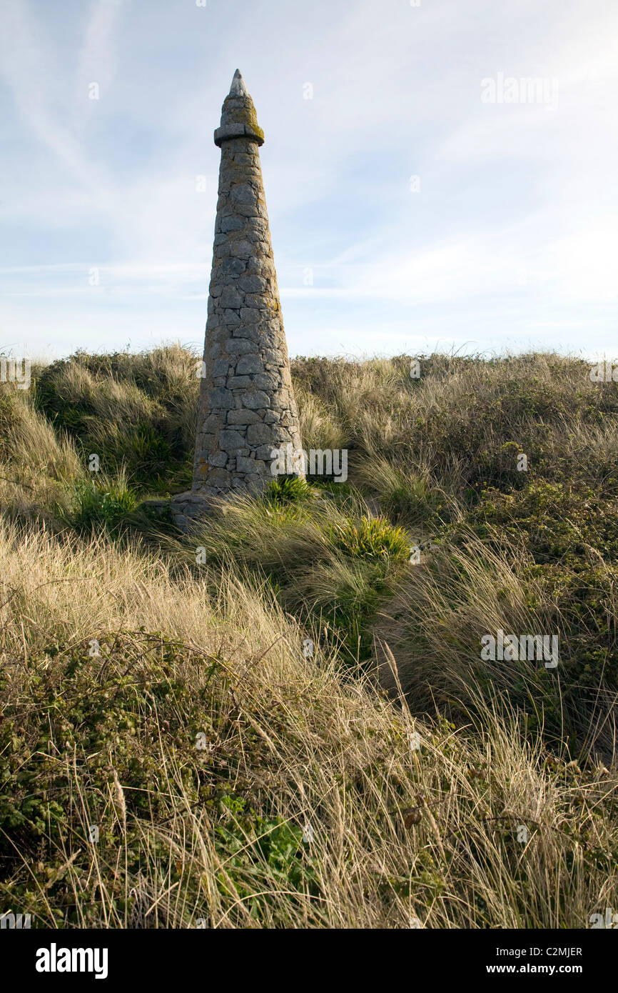 Pierre Aux Ratten Obelisk im nördlichen Teil der Insel Herm, Kanalinseln, große Britai Stockfoto