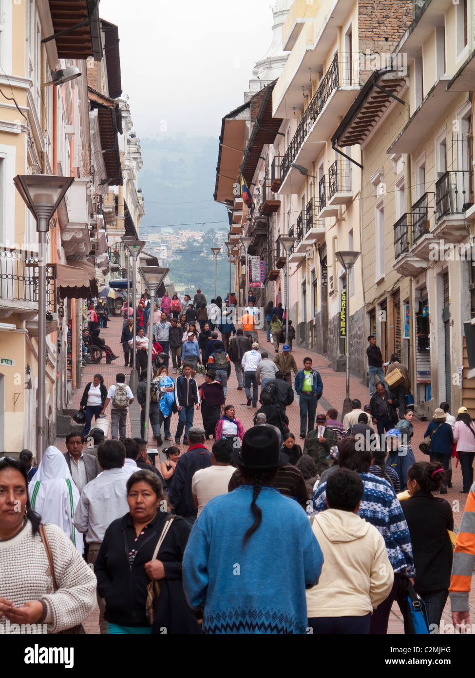 Straßenszene in der Altstadt, Quito, Ecuador, Südamerika Stockfoto