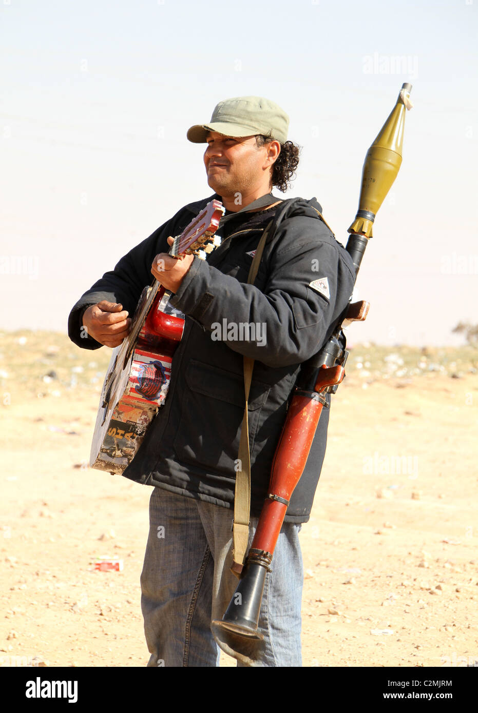 Eine singende Rebellen in Libyen Stockfoto