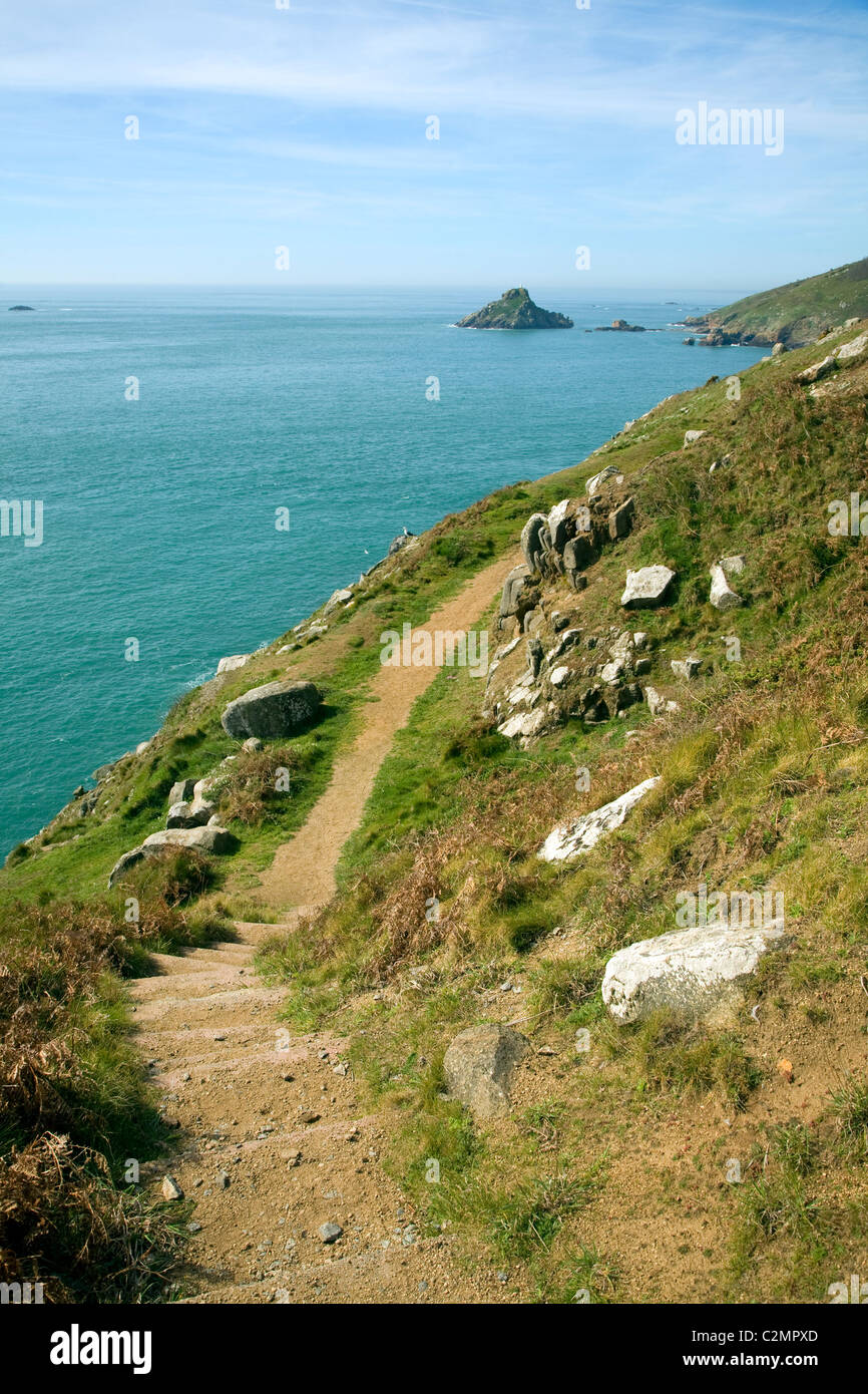 Wanderweg Richtung Südosten Herm island Kanalinseln, Blick nach Süden Stockfoto