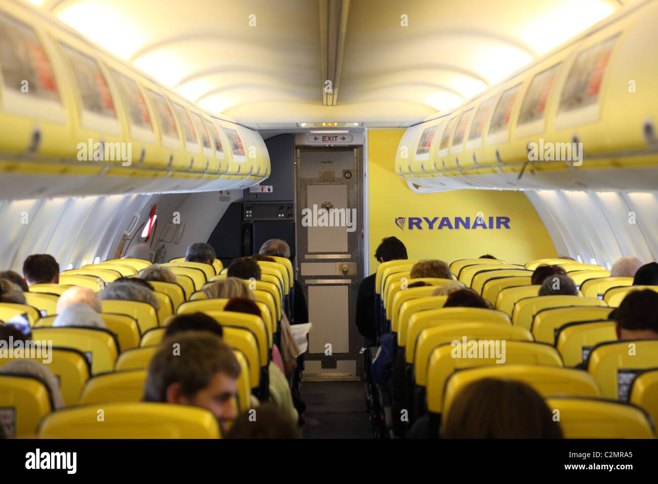 Im Inneren der Ryanair-Flugzeug Stockfoto