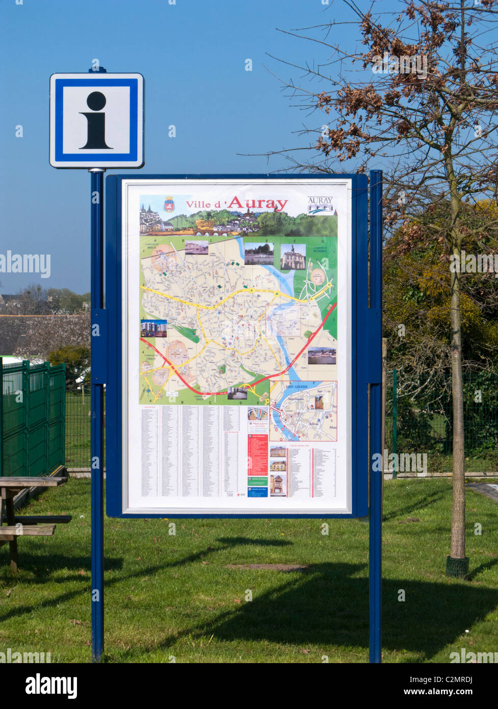 Touristische Informationskarte in der Stadt St. Goustan, Auray in Morbihan, Frankreich, Europa Stockfoto