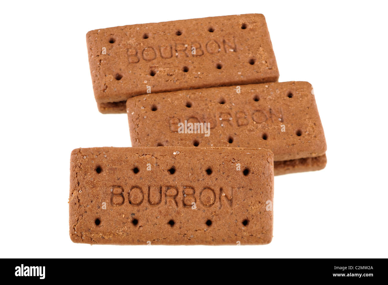 Drei Bourbon-Kekse Stockfoto