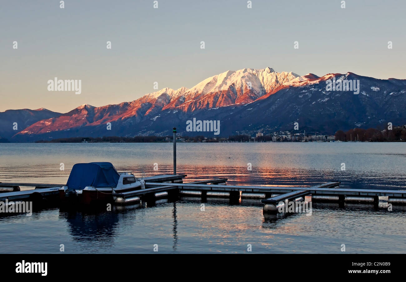 Lago Maggiore am Morgen Stockfoto