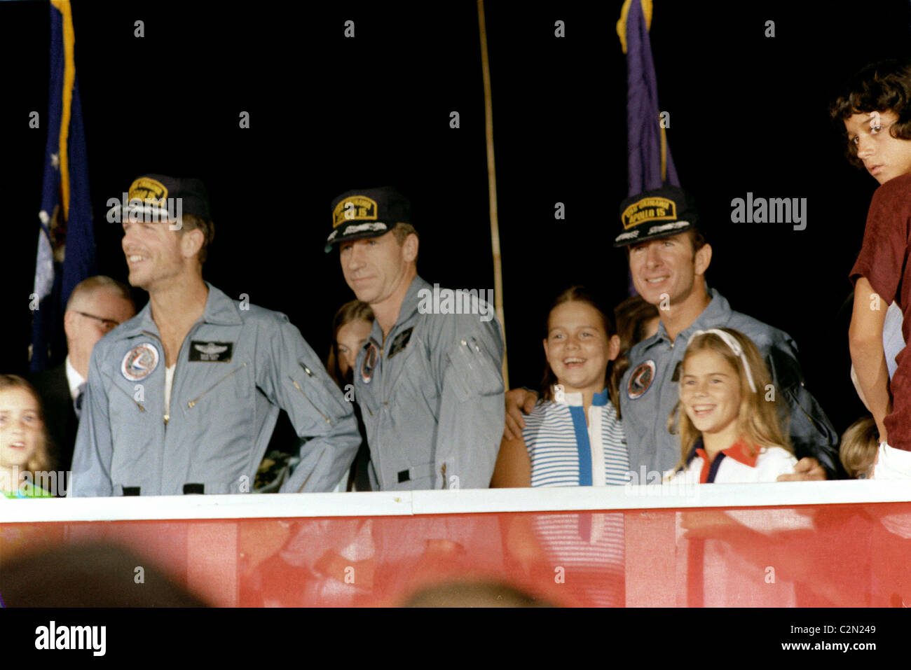 Apollo 15 Crew und Familienmitglieder Stockfoto