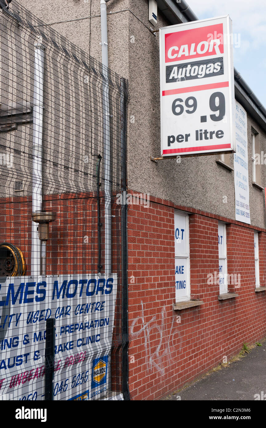 Zeichen, die den Preis von Autogas (LPG) Stockfoto