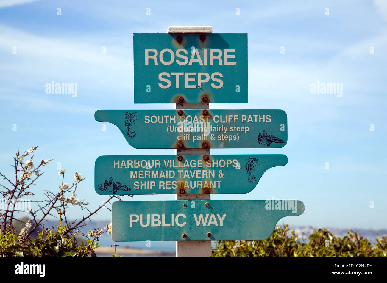 Rosaire Schritte Wanderweg Richtung unterzeichnen Herm Island Kanalinseln Stockfoto