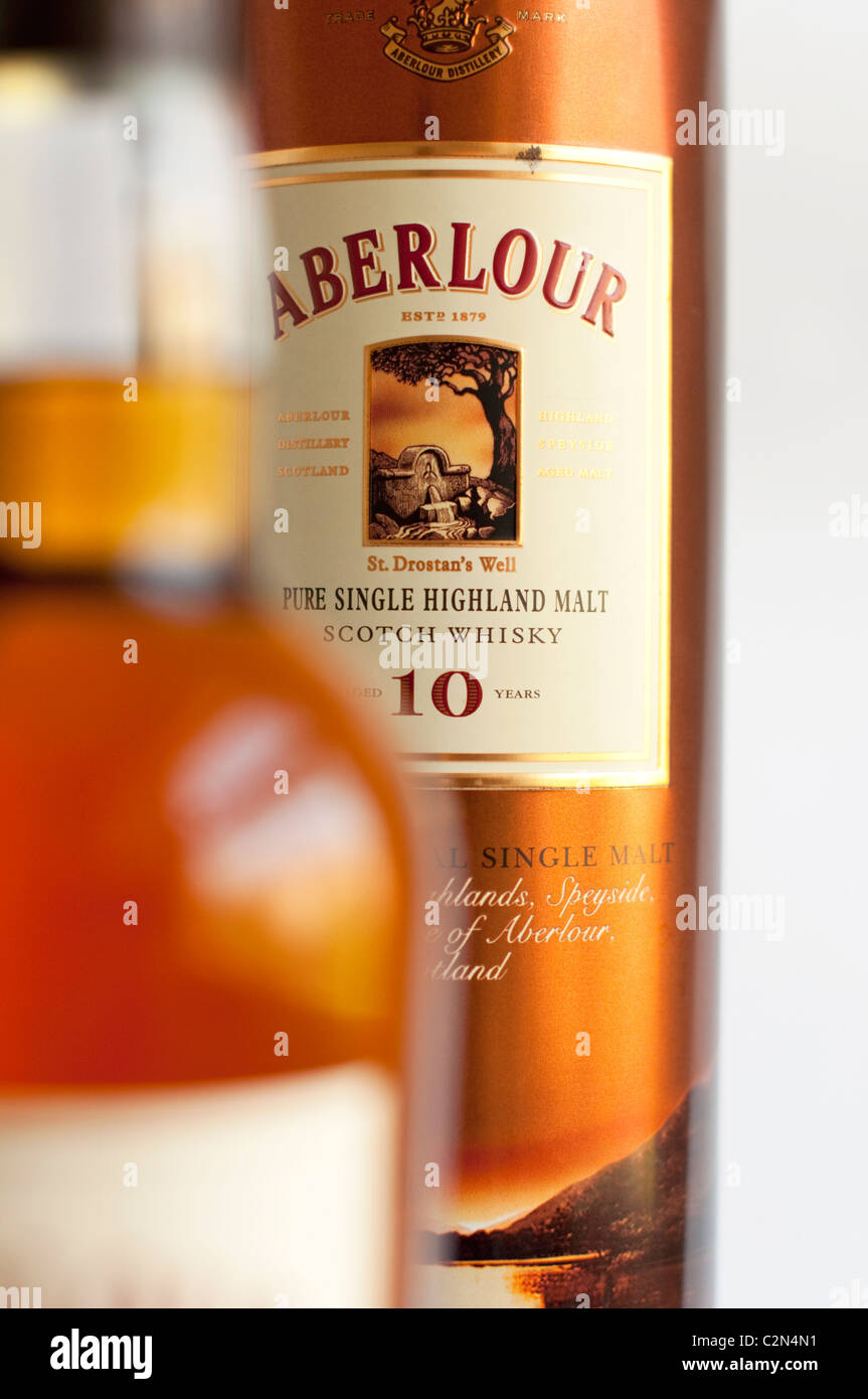 Eine Nahaufnahme von Aberlour 10 Jahre alten single-Malt-Whisky Stockfoto