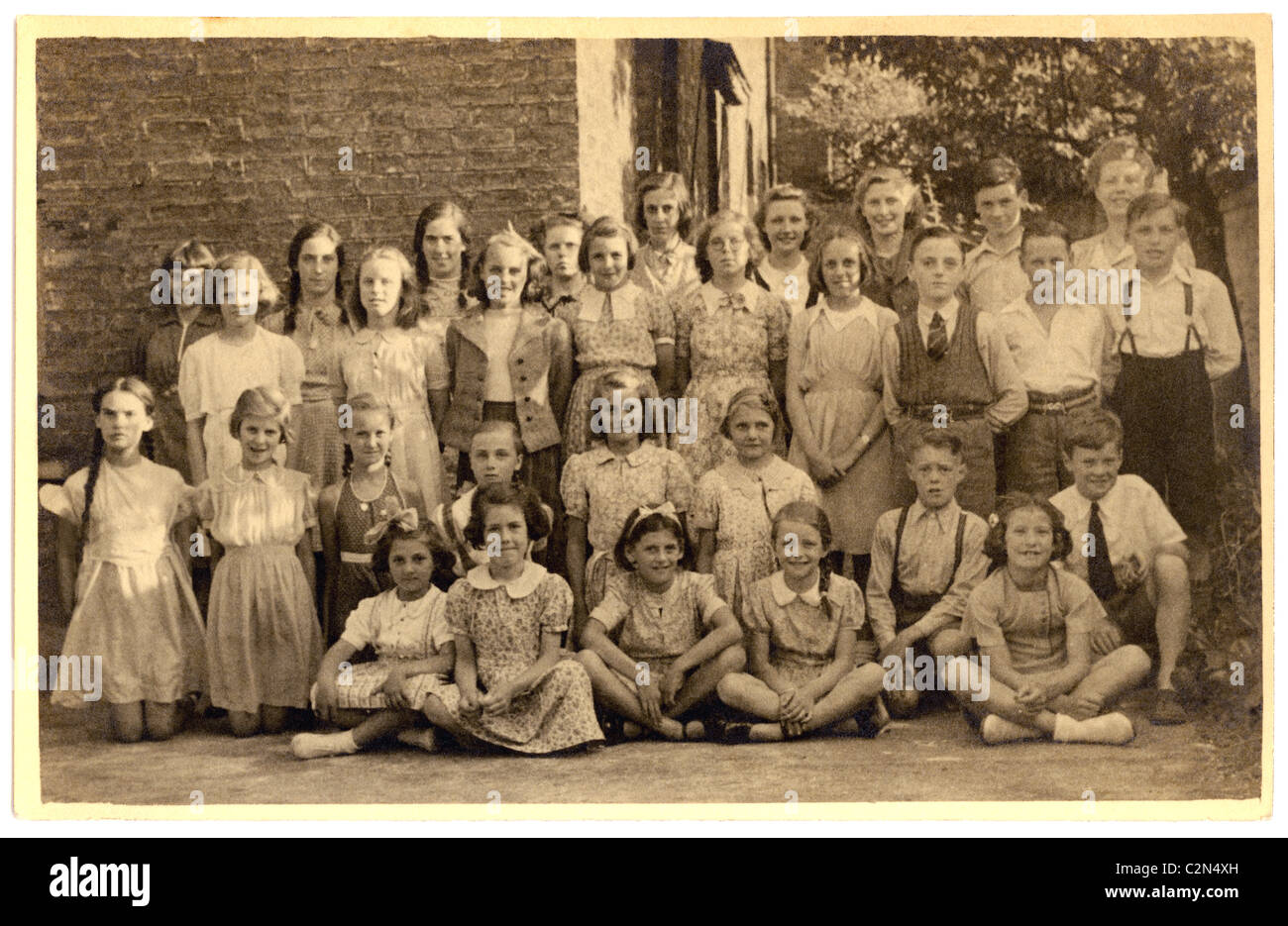 Klasse Foto von Schulkindern (Klavierklasse) in 1930er / 1940er Jahren, London,U.K. Stockfoto