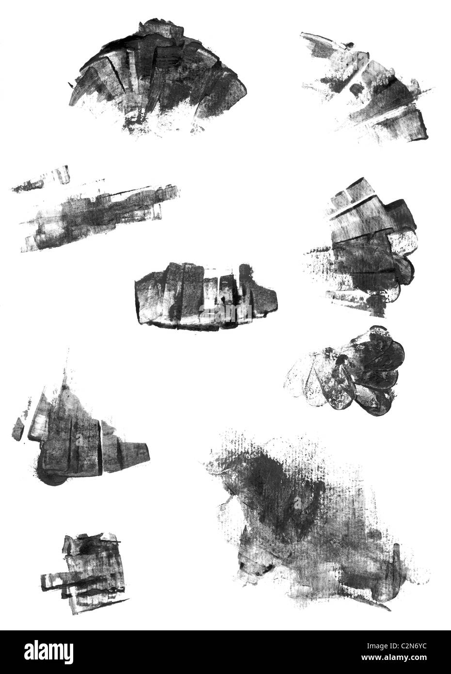 Satz von isolierten Grunge texturiert, Tusche und Aquarell Design-Elemente Stockfoto