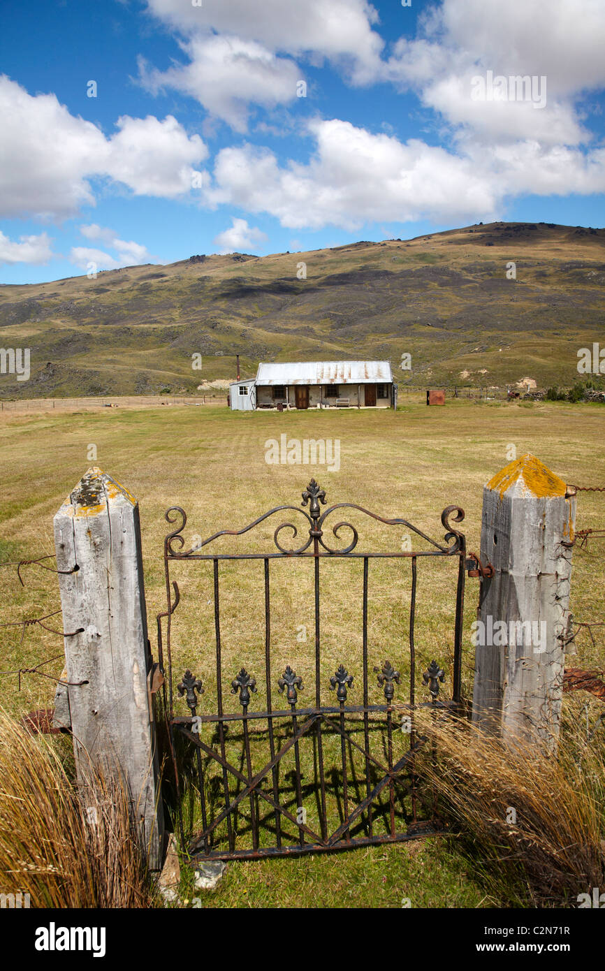 Historische Cottage, Nevis Valley Central Otago, Südinsel, Neuseeland Stockfoto