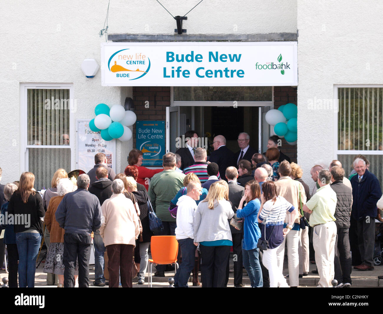 Lokalen MP, Dan Rogerson Eröffnung das neue Leben in Bude für die Bude Christian Fellowship, Cornwall, UK Stockfoto